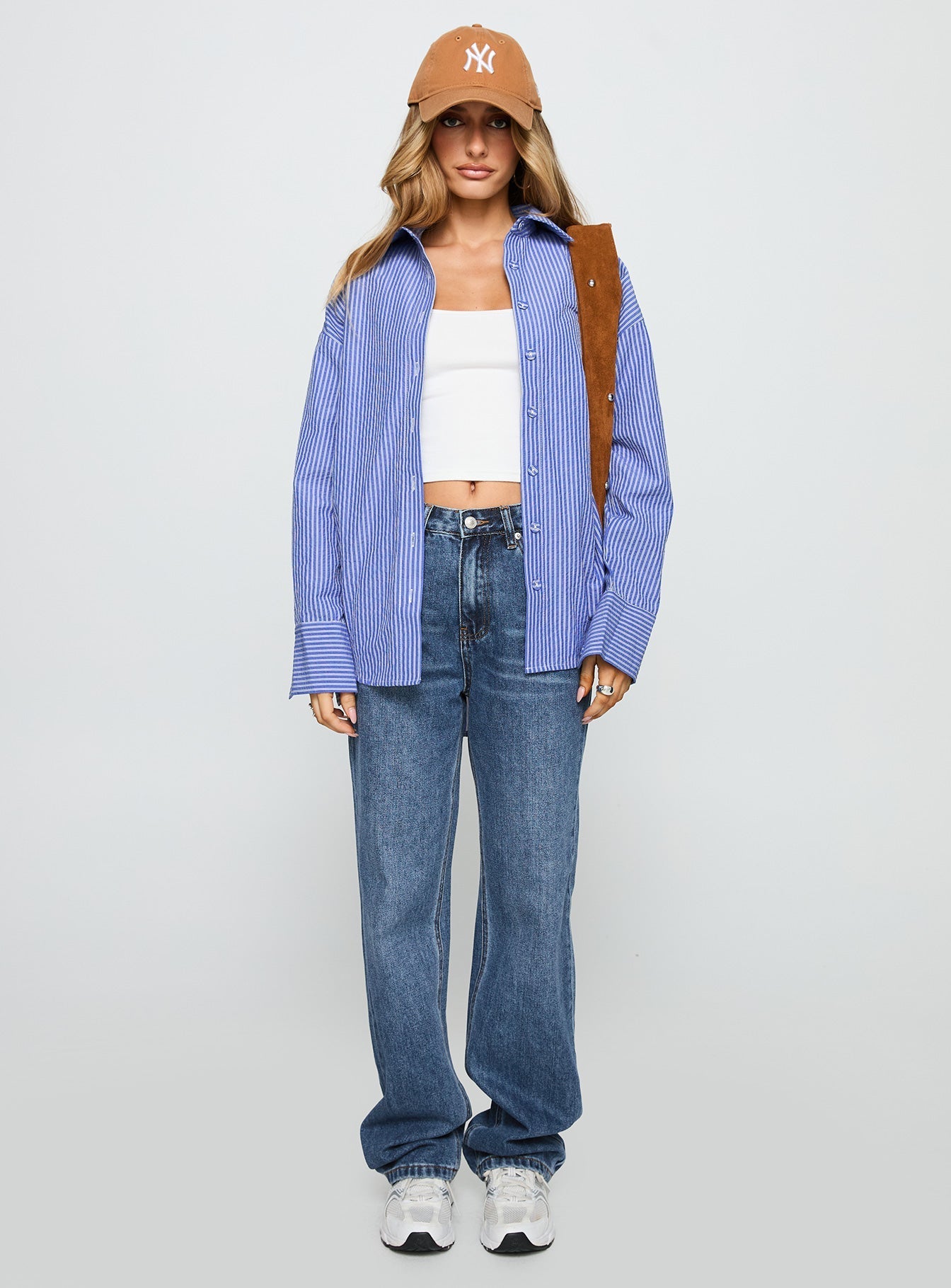 Laid Back Low Rise Straight Leg Jeans Dark Blue Wash