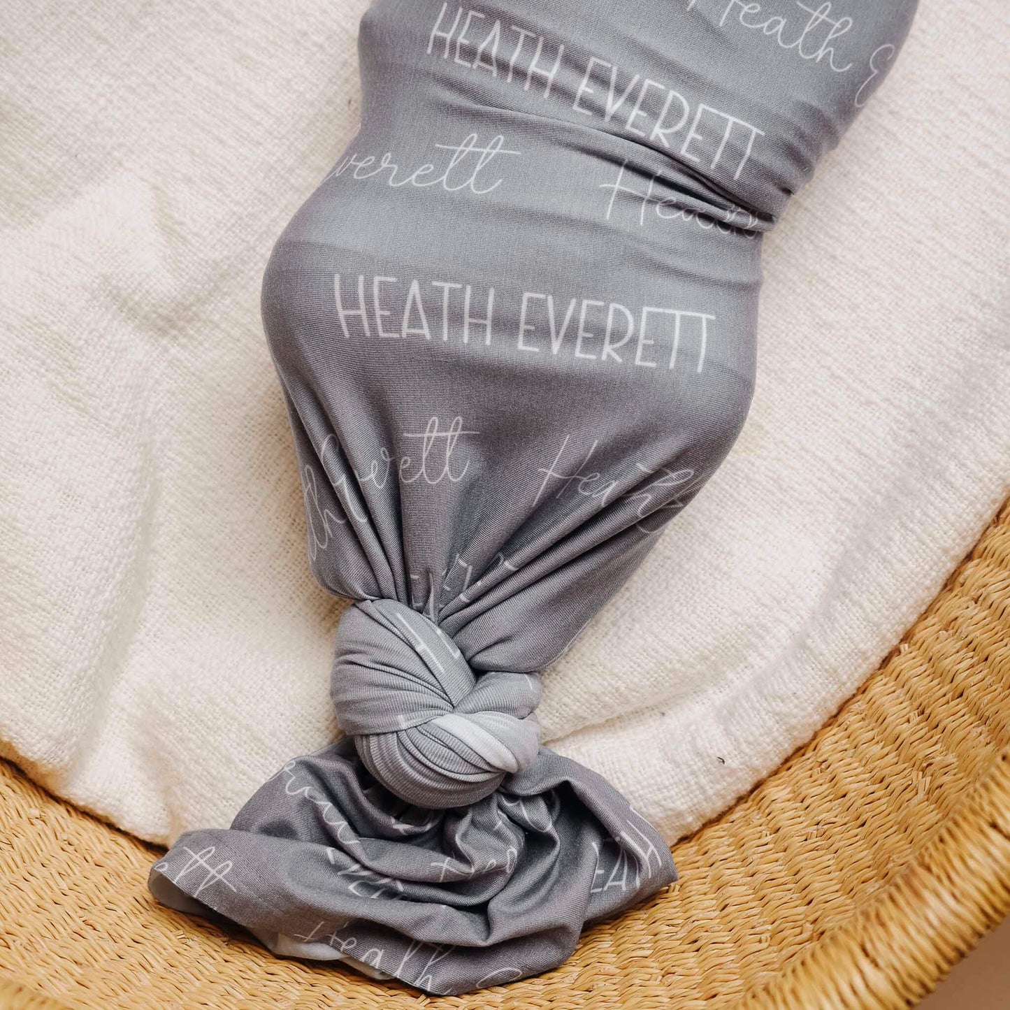 Personalized Baby Name Swaddle Blanket - Stone