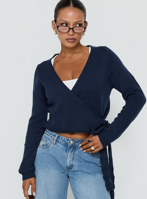Tonee Wrap Knit Cardigan Navy