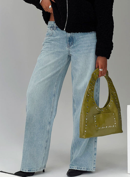 Edge Of Town Mid Rise Straight Leg Jeans Vintage Blue