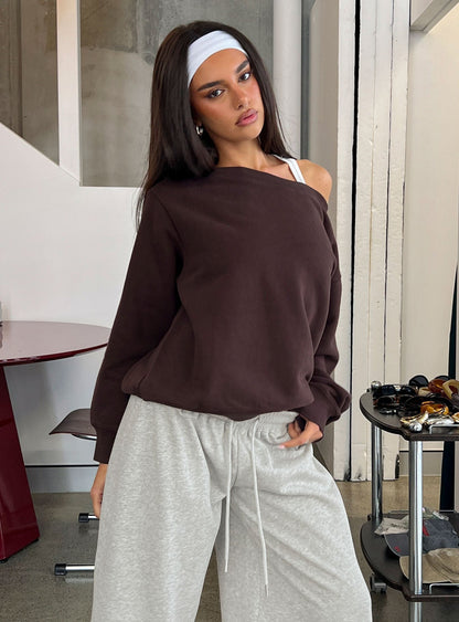 Wellness Off The Shoulder Jumper Brown