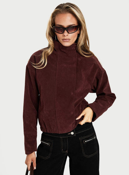 Tayne Funnel Neck Jacket Burgundy