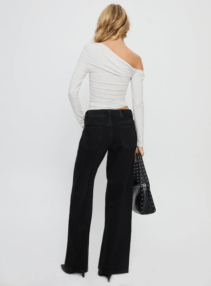 Ellanor Low Rise Slouch Denim Jean Washed Black