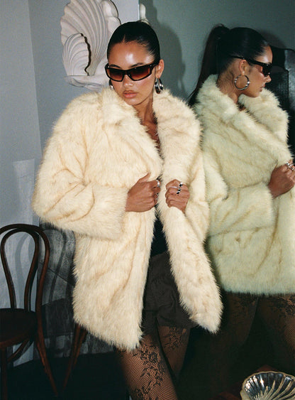Clova Faux Fur Coat White