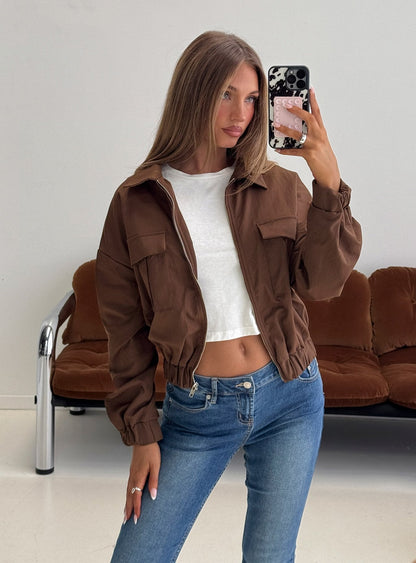 Right Time Bomber Jacket Chocolate
