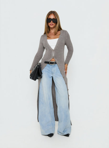 Early Nights Longline Cardigan Grey