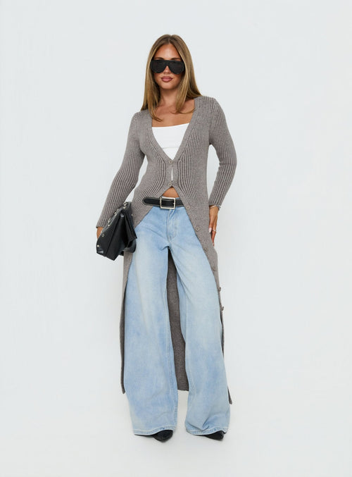 Early Nights Longline Cardigan Grey