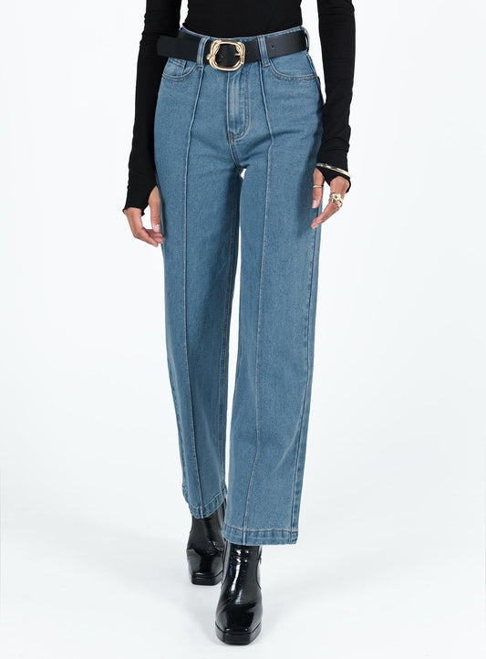 Booran Wide Leg Mid Wash Denim Jean