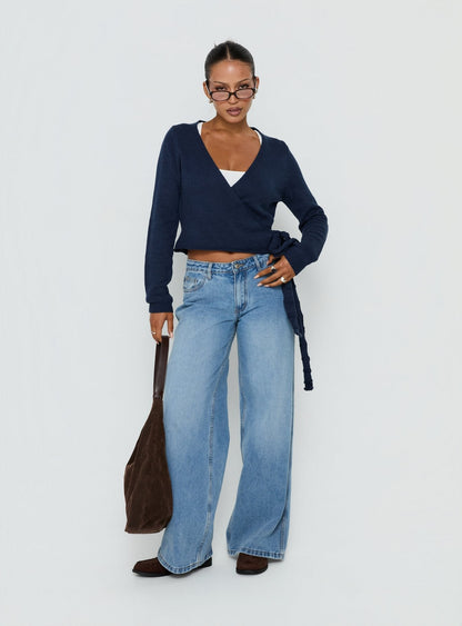 Tonee Wrap Knit Cardigan Navy