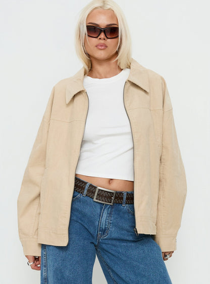 Goldsmith Corduroy Bomber Jacket Stone