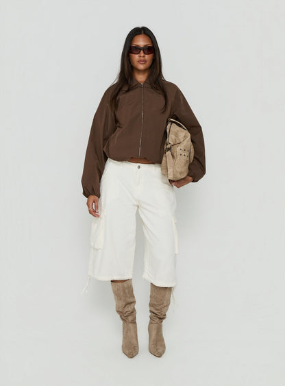 Scorpia Canvas Bomber Jacket Dark Brown