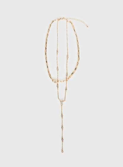 Jasenia Layered Y Necklace Gold