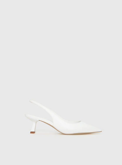 Denalia Pointed Toe Heels White Matte