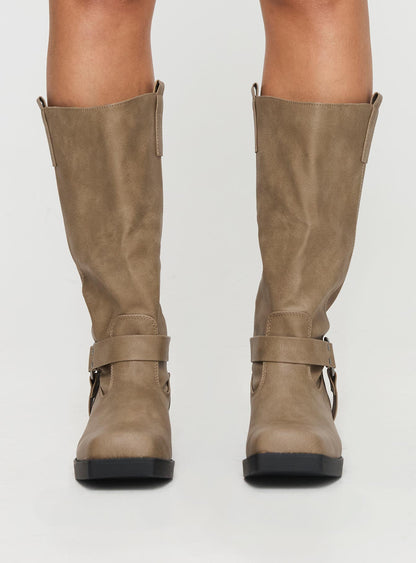 Wrecked Western Boots Beige