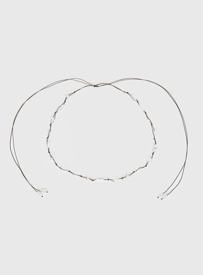 Delle Pearl Detail Wrap Belt Brown