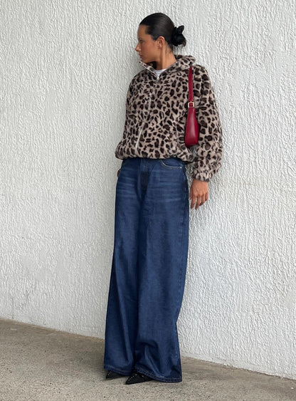 Naylor Mid Rise Wide Leg Jeans Mid Blue Denim