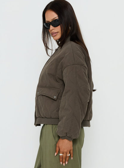 Stick Season Quilted Jacket Khaki