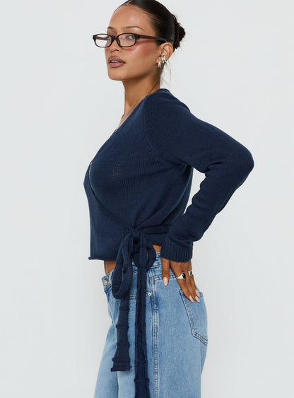 Tonee Wrap Knit Cardigan Navy