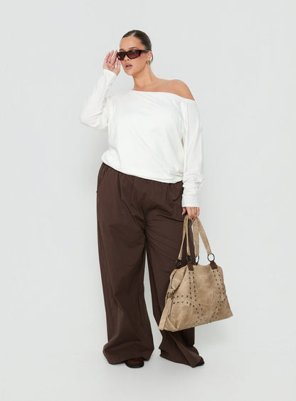 Lunea Concealed Waistband Pants Brown Curve