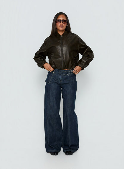 Mastery PU Bomber Jacket Washed Brown