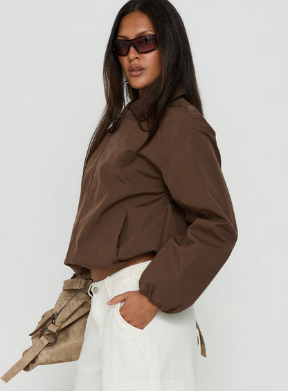 Scorpia Canvas Bomber Jacket Dark Brown
