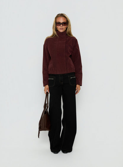 Tayne Funnel Neck Jacket Burgundy