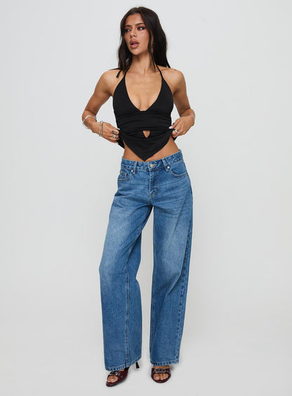 Serenitia Mid Rise Relaxed Jeans Mid Blue Wash