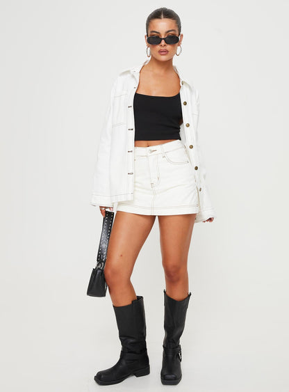Katlynne Denim Mini Skort White Tall