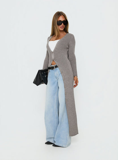 Early Nights Longline Cardigan Grey