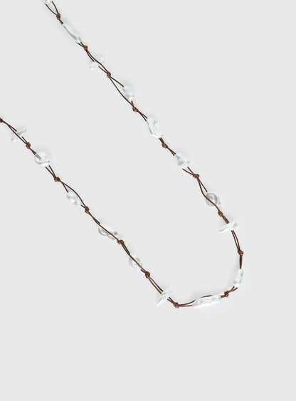 Delle Pearl Detail Wrap Belt Brown