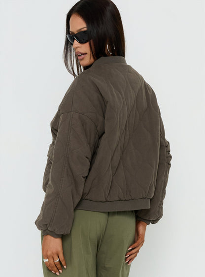 Stick Season Quilted Jacket Khaki