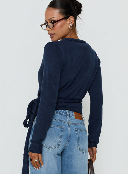Tonee Wrap Knit Cardigan Navy