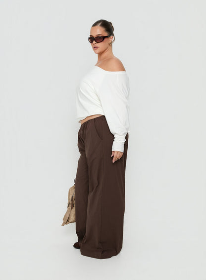 Lunea Concealed Waistband Pants Brown Curve