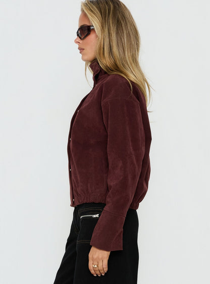 Tayne Funnel Neck Jacket Burgundy