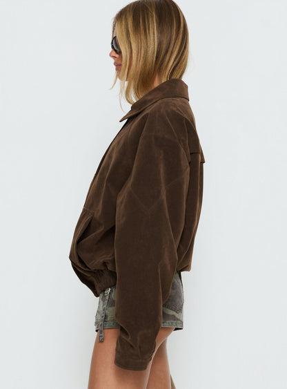 Jaxton Faux Suede Jacket Chocolate