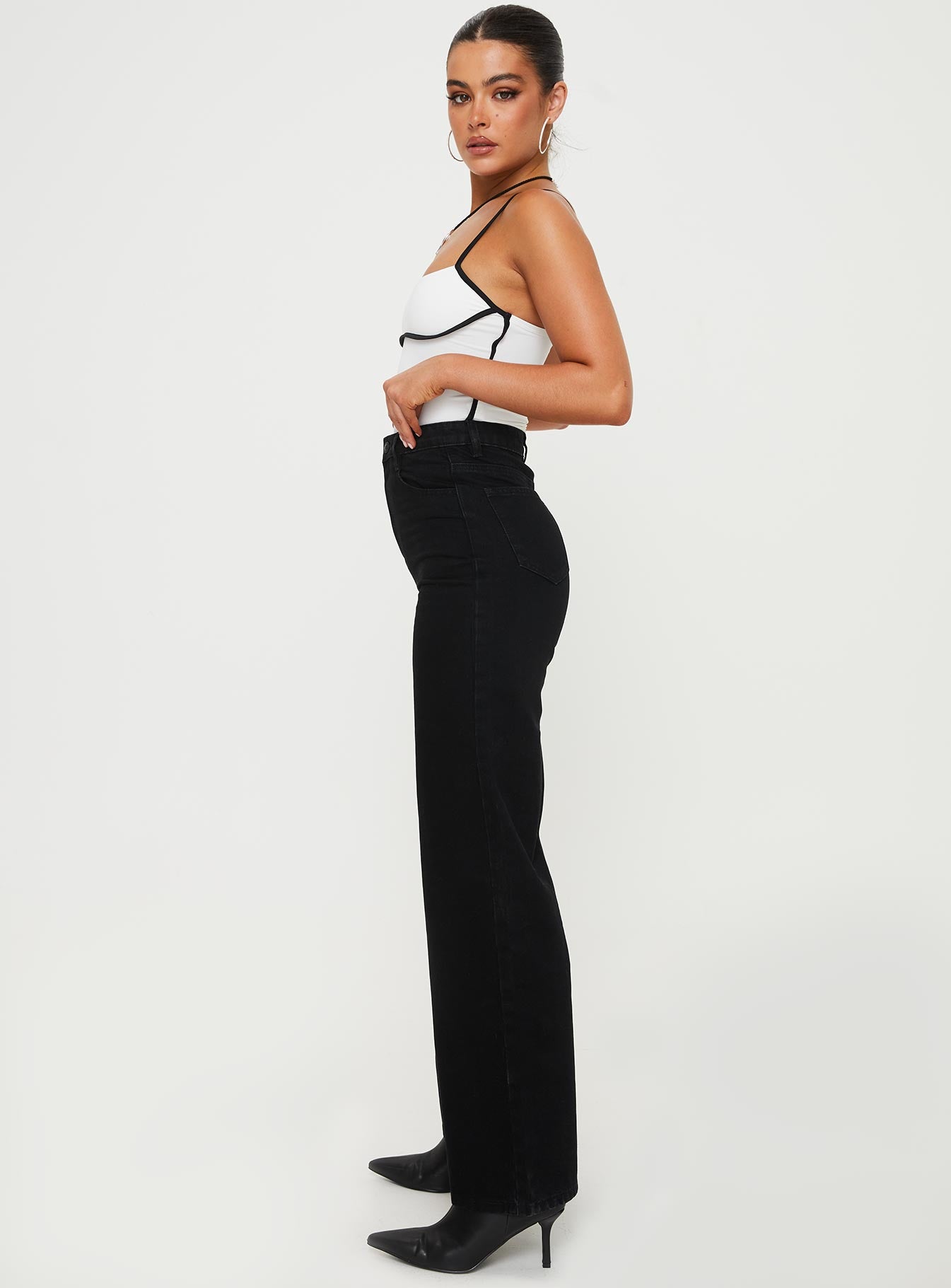 Nicolo High Rise Straight Leg Jeans Black