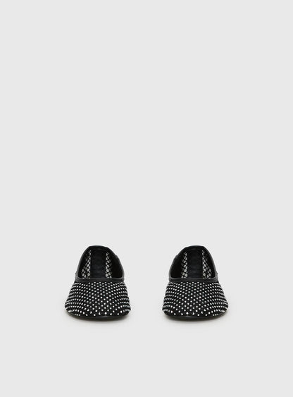 Cerelia Sheer Diamonte Ballet Flats Black
