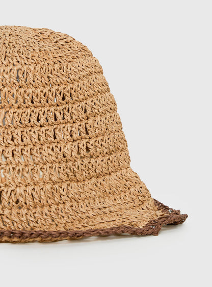 Kindall Straw Bucket Hat Tan