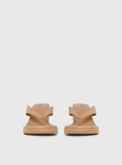 Kamiko Wedged Heels Tan Faux Suede