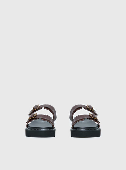 Ma Belle Sandals Contrast Stitch Chocolate