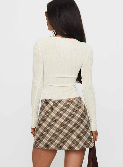 Point Of View Mini Skirt Brown Check