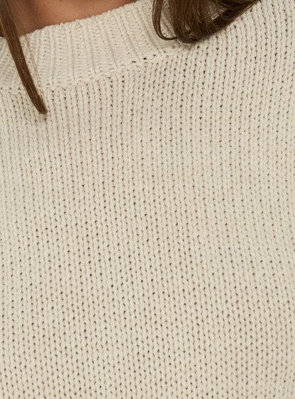 Harmony Balloon Sleeve Knit Sweater Beige