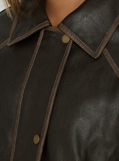 Jaxton Faux Leather Jacket Brown
