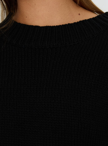 Harmony Balloon Sleeve Knit Sweater Black