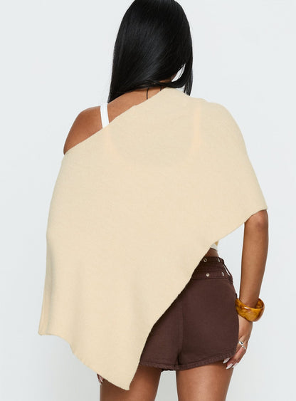 Rouse Off Shoulder Heavy Knit Poncho Cream