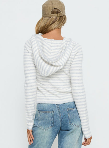 Superstars Zip Through Hoodie Grey / Cream Stripe