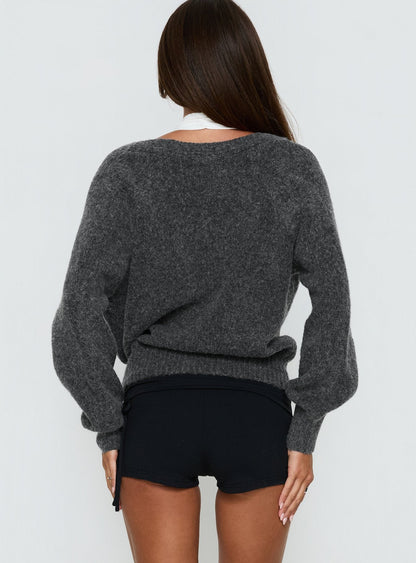 Daelan Wrap Knit Cardigan Charcoal