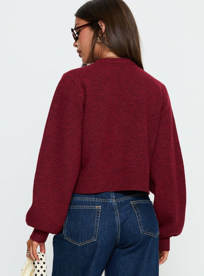Kammi Button Up Cardigan Red