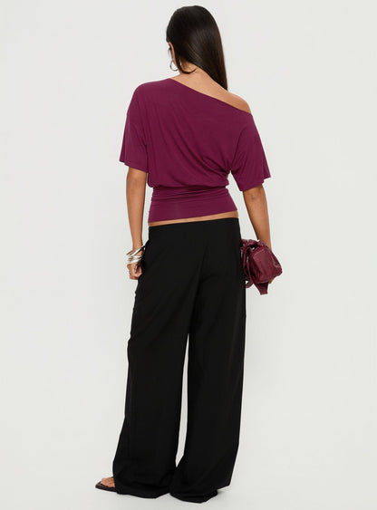 Khane Low Rise Wide Leg Pant Black