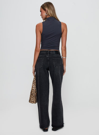 Serenitia Mid Rise Straight Leg Jeans Washed Black Tall